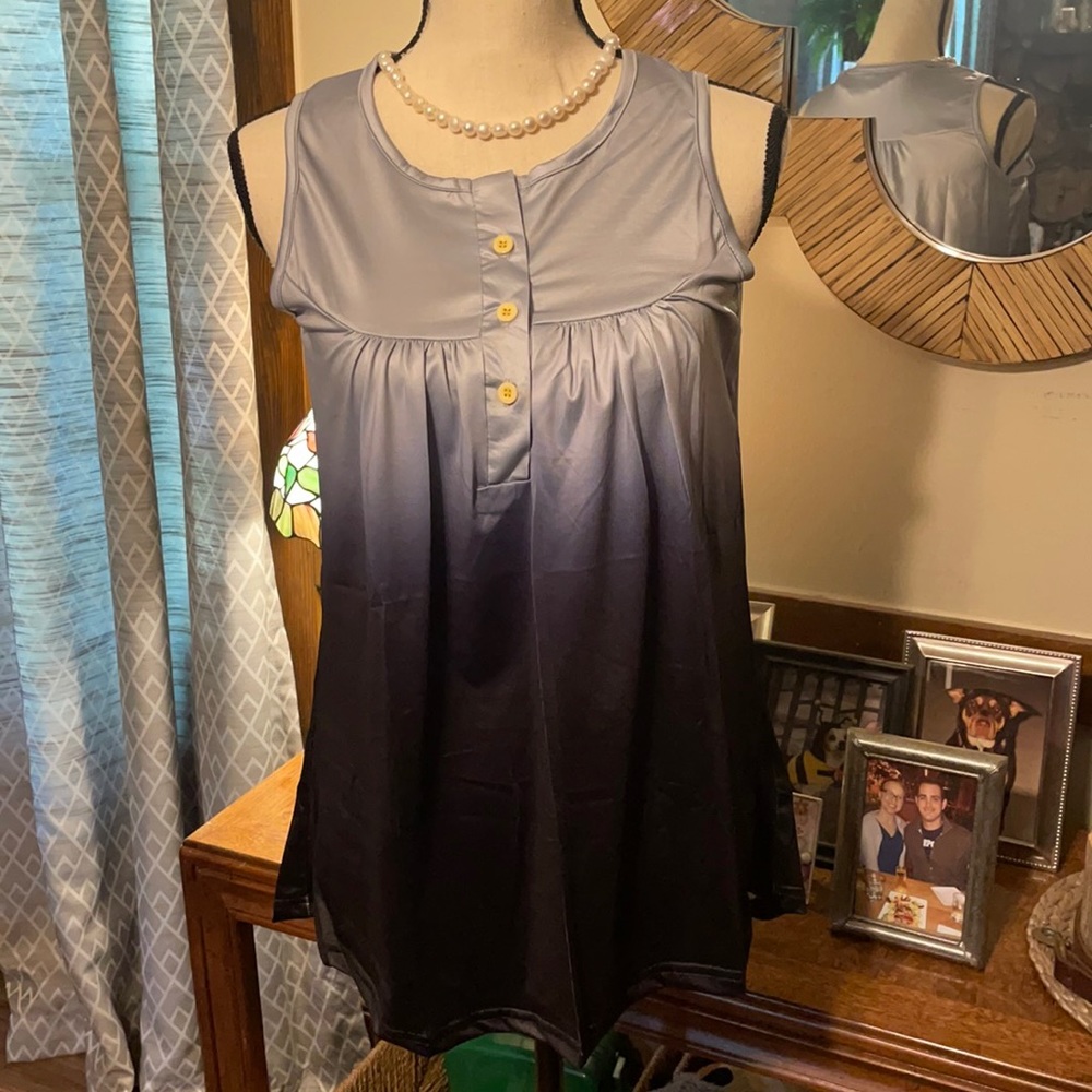 Silver and black ombré sleeveless top